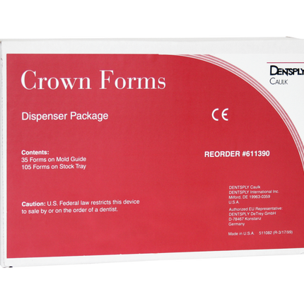 Strip Off Transparent Crown Forms, Left Cuspid, Medium/Small, 7.5 mm, D1, 5/Pk