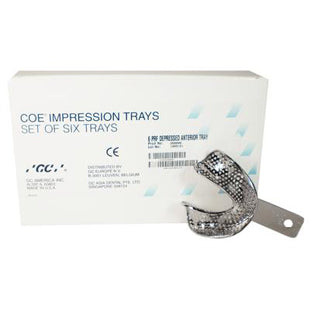 Coe Nickel-Plated Metal Perforated Depressed Anterior Denture Impression Trays, Full Set, 6/Pk, 268006