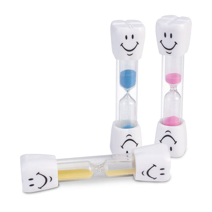 2-Minute Happy Molar Sand Timers 40/box With Assorted Sand Colors. 4" Tall. Are, 10-16733