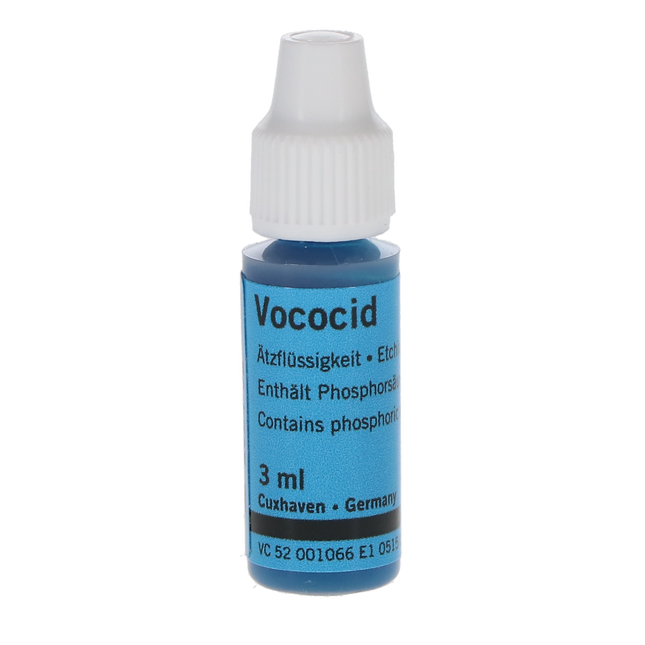 Vococid Etching Liquid, 36.1% Phosphoric Acid, 3 ml/Bt, Blue, 2/Pk, 1066