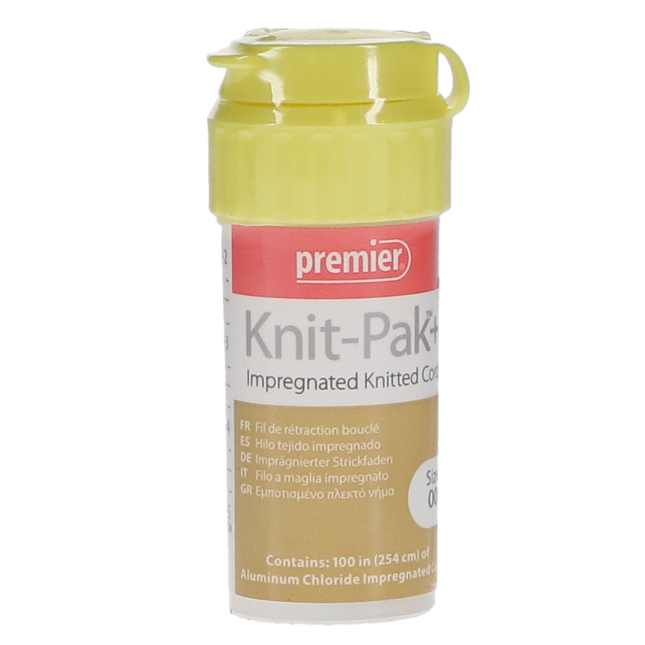 Knit-Pak + Impregnated Retraction Cord, Knitted, Aluminum Chloride, Brown, 100" 1/Pk, 9007562