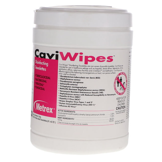 CaviWipes Large (6" x 6.75"),  220 wipes per canister #10-1090