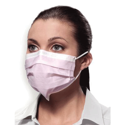 SecureFit Procedural Earloop Masks, ASTM Level 2, Pink, 50/Pk, GCPPKSF