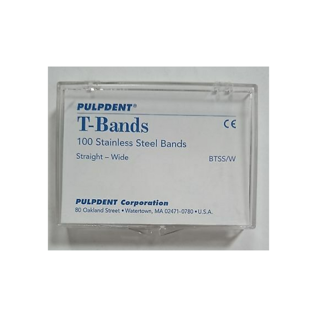 T-Bands, Straight/Wide, Stainless, .002"/.05 mm, 100/Pk, BTSS/W