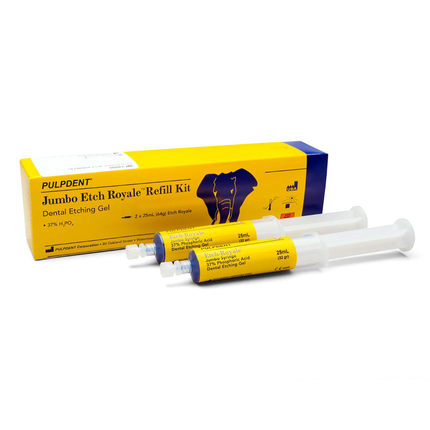 Etch Royale Dental Etching Gel, 37% Phosphoric Acid, Jumbo Syringe Refill, 25 ml, Dark Blue, 2/Pk, ER50R