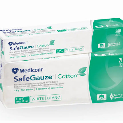 Medicom - SafeGauze Cotton Non-Woven Sponge N/S 4x4 4-Ply 2000/Case