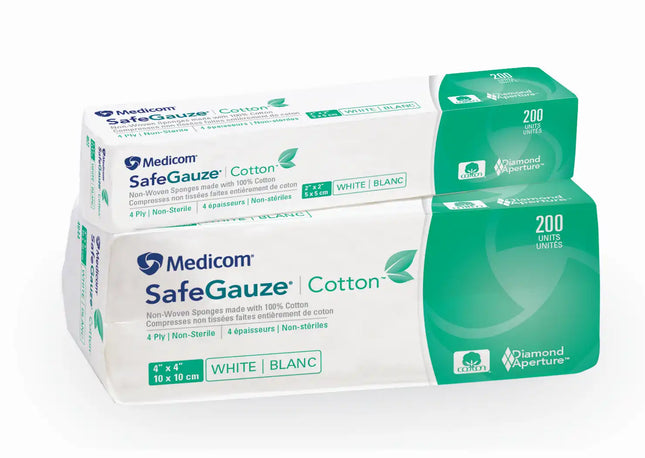 Medicom - SafeGauze Cotton Non-Woven Sponge N/S 4x4 4-Ply 2000/Case