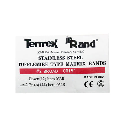 Temrex - Matrix Bands .0015 144/Pk #2 *Discontinued see TE-054