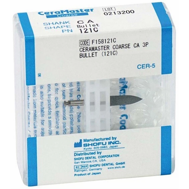 CeraMaster Coarse Polishers, CA, Bullet, # 040, Coarse, Blue/White, 3/Pk, 121C