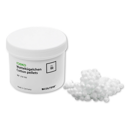 Coltene - Roeko Cotton Pellets, Size #00, 4.0mm, Uniform size, Single 4.0 gram jar