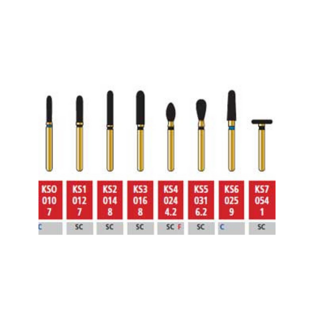 Alpen Multi-Use Diamond Burs, FG, KS Shapes, # KS7, 5.4 mm, Super Coarse, Black, 5/Pk, 60032709