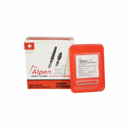 Alpen x1 Single-Use Diamond Burs, FG, Pointed Cone, # 859, 1.2 mm, Coarse, Green, 25/Pk, X859C012
