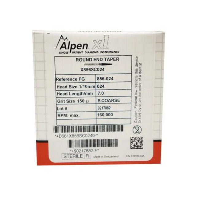 Coltene - Alpen x1 FG #856.024 Super Coarse Grit, Round End Taper Large 25/Pk