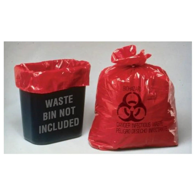 Palmero - Dis-Pose Infectious Waste Bags, 10 Gallon 24" x 24"   (100 bags per box  with ties)