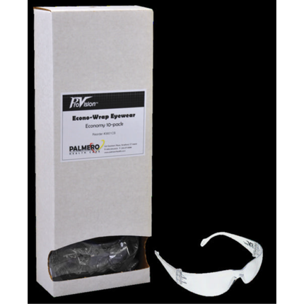 Econo Wrap Eyewear, 10-Pack Dispenser with Clear Eyewear