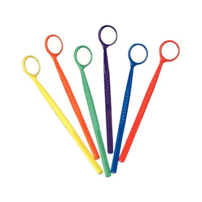 Plasdent - Disposable Plastic Mirror Mill-Ruler, Front Surface Assorted Colors, 48Pcs/Bag, 200MMR-A