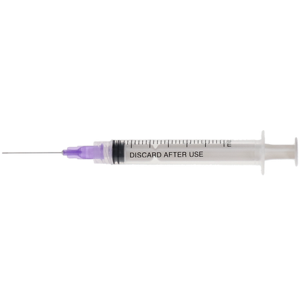 Monovac Pre-Tipped Irrigator Syringes, Monoject-Style Side-Vented Needles, 3 cc, 30 Ga, Purple, 100/Pk, INT-MPT0330