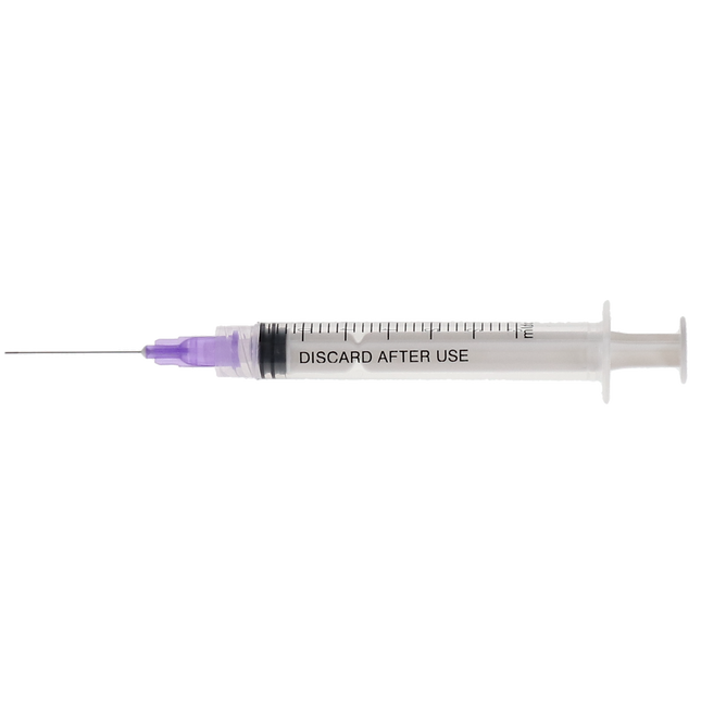 Monovac Pre-Tipped Irrigator Syringes, Monoject-Style Side-Vented Needles, 3 cc, 30 Ga, Purple, 100/Pk, INT-MPT0330