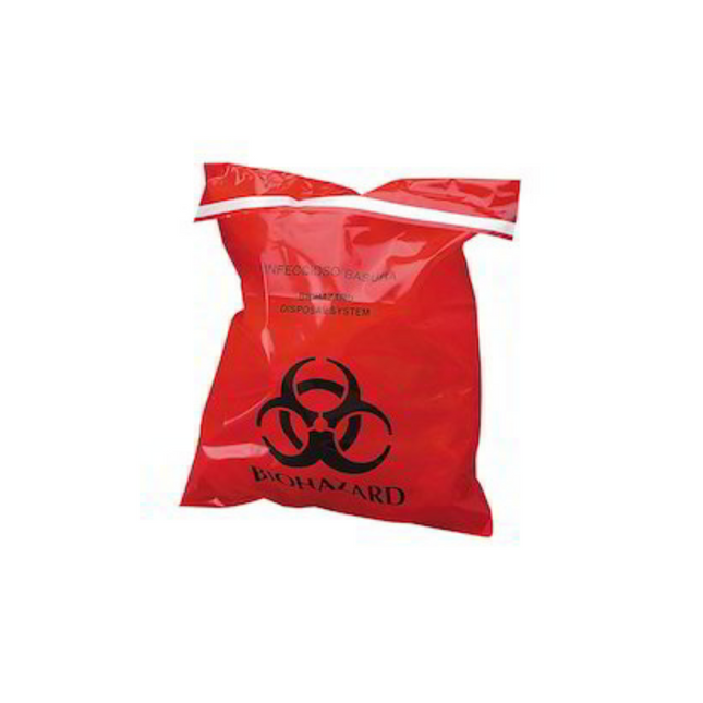 Plasdent - Red Biohazard Bags-Stick On 6"X6", Box Of 200, PS850S