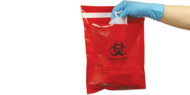Bio Hazard Waste Bag Stick On 9 x 10 Red 200/Bx, PLS-PS850