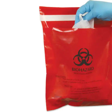 Plasdent - Bio Hazard Waste Bag Stick On 9 x 10 Red 200/Bx **Discontinued see PLA-PS850