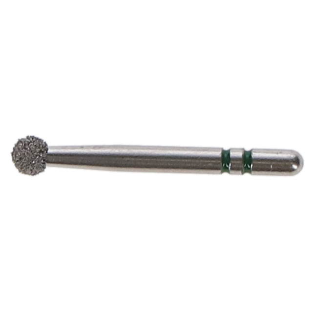 Two Striper Diamond Burs, FG, Round, # 130, 2.3 mm, Coarse, Green, 5/Pk