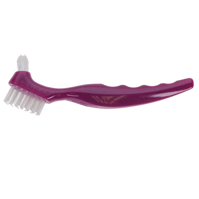 Plasdent - CareBrush Assorted Color Angled Standard Denture Brushes With Ergonomic Handle