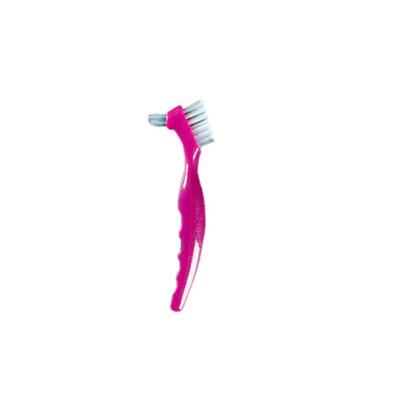 Plasdent - CareBrush Magenta Angled Standard Denture Brushes With Ergonomic Handle, Pack
