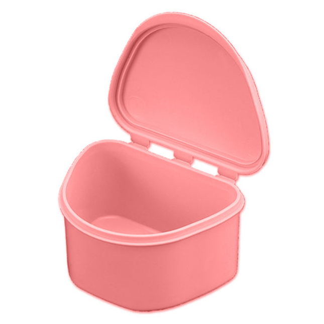 Plasdent - Denture Box - Light Pink 12/Bx. Plastic with Hinged Lid, 4"W x 3"L x, 200BTH-6