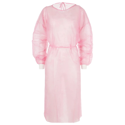 Plasdent - Premium Barrier Gown, Pink, Tie Back, Knit Cuff Sleeve, One Size Fits