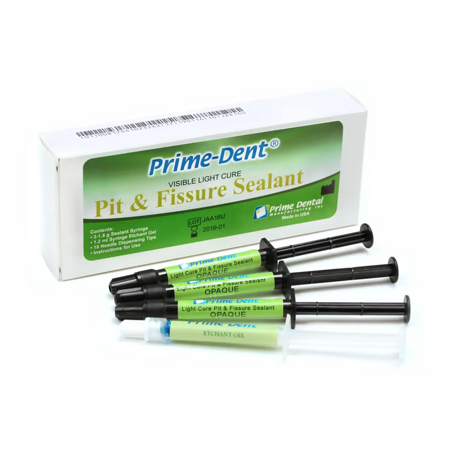 Prime-Dent - Pit and Fissure Sealant Syringe Kit - Opaque. Contains fluoride