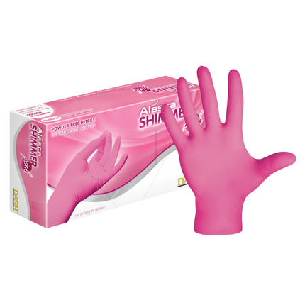 Alasta PF Shimmer Pink Nitrile Glove M 100/Bx