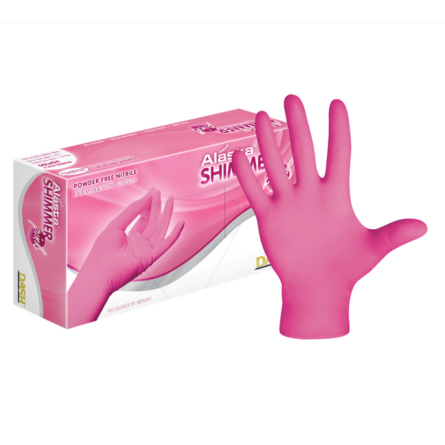 Alasta PF Shimmer Pink Nitrile Glove XS 100/Bx, PNK100XS