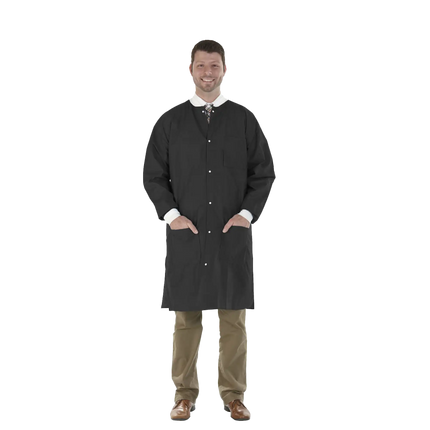 SafeWear Hi-Perform Lab Coat Black X-Large 12/Pk