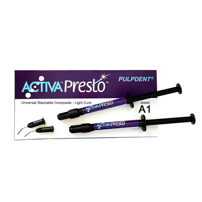 ACTIVA Presto Universal Stackable Composite, LC, Syringe Kit, Universal Viscosity, 1.2 ml, A1, 2/Pk, VPF1A1