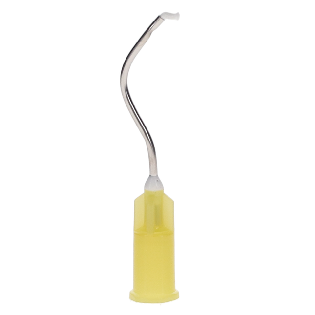 Hemostatic Infusor Pre-Bent Delivery Tip Needle, with Brush-Padded End, Yellow, 100/Pk, 125