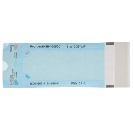 HSB - 2.25"?x?5" - Paper/Blue Film Self-Sealing Sterilization Pouch 200/Bx