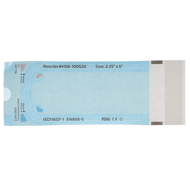 HSB - 2.25"?x?5" - Paper/Blue Film Self-Sealing Sterilization Pouch 200/Bx