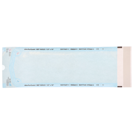 HSB - 3.50"?x?10" - Paper/Blue Film Self-Sealing Sterilization Pouch 200/Bx