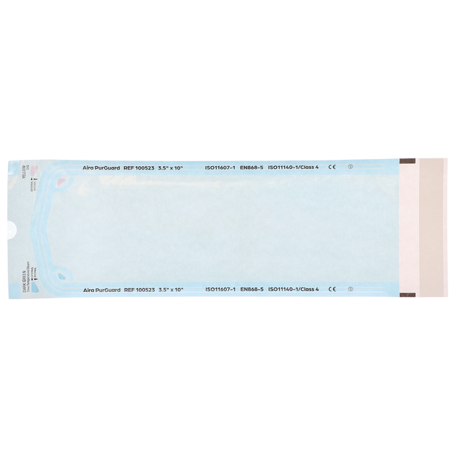 HSB - 3.50"?x?10" - Paper/Blue Film Self-Sealing Sterilization Pouch 200/Bx