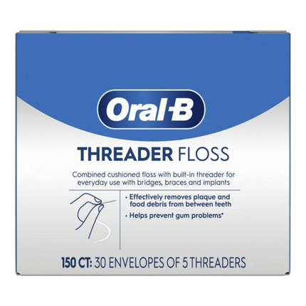 Oral-B Glide Pro-Health Threader Floss, 30 x Envelopes of 5 Threaders, 150/Pk