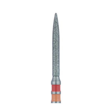 Zirconia Diamond Bur, FG, Long Flame, # 863, 1.2 mm, Fine, Red, 5/Pk, Z863F-012-FG