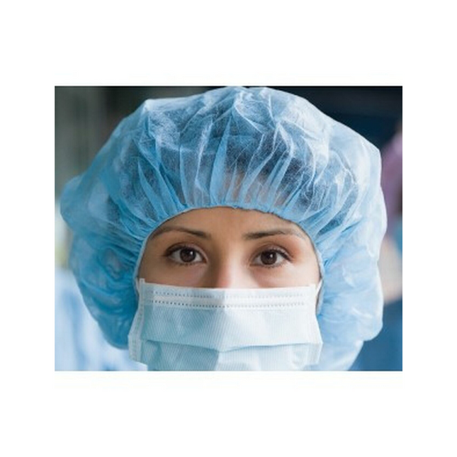 SafeBasics Bouffant Caps, 24", Blue, 100/Pk, 8004