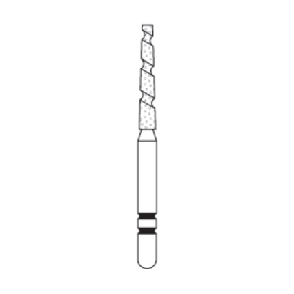 Two Striper TS2000 Spiral Cut Diamond Burs, FG, Flat-End Taper, 2000.9, 1.4 mm, Coarse, Green, 5/Pk, 2000009
