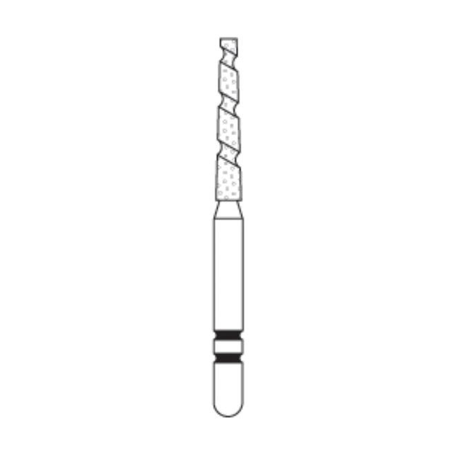 Two Striper TS2000 Spiral Cut Diamond Burs, FG, Flat-End Taper, 2000.9, 1.4 mm, Coarse, Green, 5/Pk, 2000009