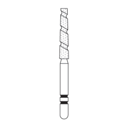 Two Striper TS2000 Spiral Cut Diamond Burs, FG, Flat-End Taper, 2002.10, 1.8 mm, Coarse, Green, 5/Pk, 2000030