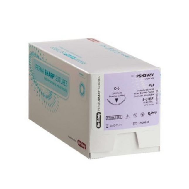 Perma Sharp Suture 4-0 PGA Violet 18 C-22 3/8 Circle 12/Box, PSN389V