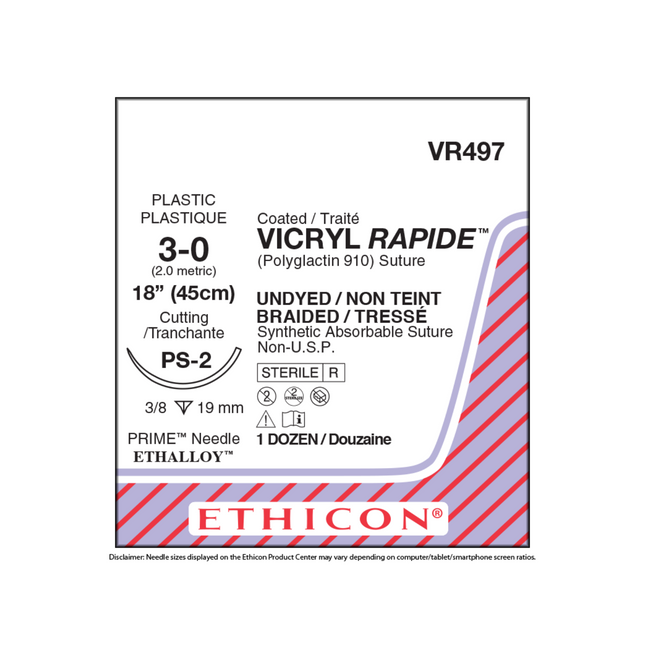 Suture Vicryl PS-2 3-0 18" 12/Bx, VR497