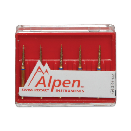Alpen Multilayer Diamond Burs, FG, Pointed Football, # 368, 2 mm, Coarse, Blue, 5/Pk, 60031767