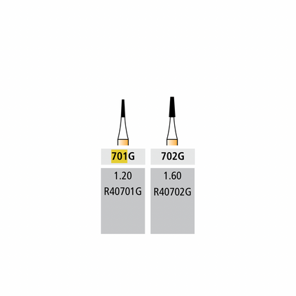 Alpen Speedster Metal Cutter Carbide Burs, FG, Cross Cut Tapered Fissure, # 701G, 1.2 mm, 10/Pk, R40701G